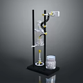 Professional Laboratory Distillation Apparatus With Metal Stand Glass Containers Yellow Knobs And Receiving Flask