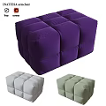 Modular Square Ottoman With Purple White Green Colors And Soft Comfortable Design