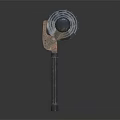 Vintage Metal Hand Tool Featuring Circular Wheel And Rustic Handle Design