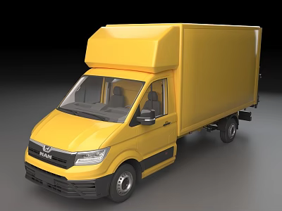 Yellow Commercial Utility Van with Cargo Box and Front Cab Design for Efficient Transportation Needs 3d model