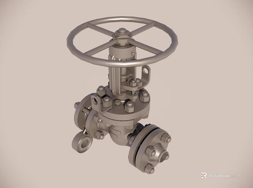 Durable Industrial Metal Valve With Manual Wheel Handle And Bolted Pipeline Connections 3d model 