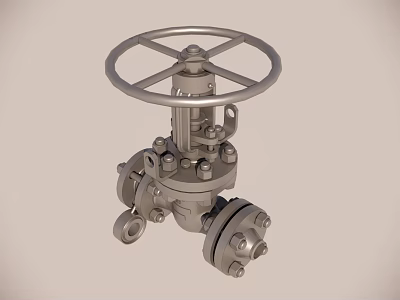 Durable Industrial Metal Valve With Manual Wheel Handle And Bolted Pipeline Connections 3d model