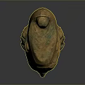 Golden Ancient Egyptian Game and Movie Character Statue With Unique Headdress Green Facial Decorations