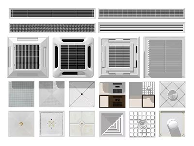 Different Types of Air Conditioner Vents with Modern Grille Designs for Home Interiors 3d model