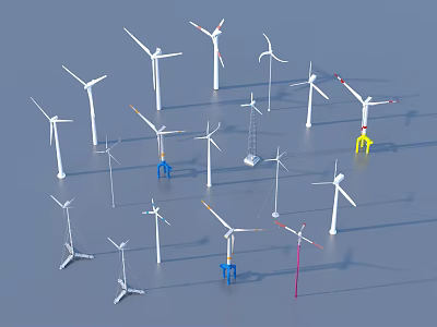 Industrial Wind Turbine Equipment With Multiple Designs And Renewable Energy Applications 3d model