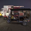 Various Three Wheeled Vehicles Featuring Different Colors And Vintage Design Styles