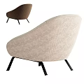 Modern Single Sofa with Beige Brown Upholstery Metal Legs and Pillow