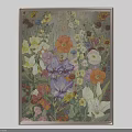 Colorful Botanical Painting With Various Flowers And Framed Wall Art Decor