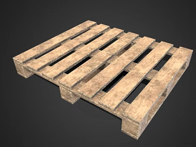 Rustic Wooden Pallet With Sturdy Slats And Support Blocks For Storage 3d model