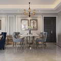 Elegant Modern Living Dining Room Interior With Chandelier Sofa And Marble Wall