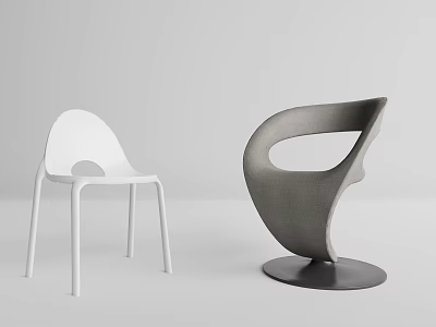 Modern Single Chairs In White And Gray With Sleek Minimalist Design 3d model