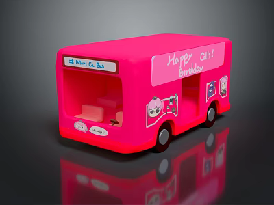 Pink Sweet Mini Bus Shaped Food Truck For Happy Chili Birthday Celebration 3d model
