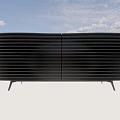 Modern Entryway Cabinet And Sideboard With Slatted Door Design And Metal Legs