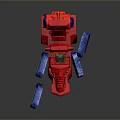 Red And Blue Toy Tank With Blue Tracks And Playful Cartoon Design