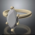 Minimalist Modern Beige Band Ring With Light Gray Faceted Gemstone And Beige Dots Fashion Accessory