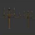 Two Vintage Brass Candelabra With Ornate Arms And Candle Holders