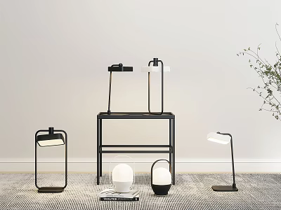 Modern Minimalist Table Lamps With Black And White Finish And Sleek Metal Frames 3d model