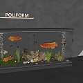 Modern fish tank aquarium ornamental fish tank glass fish tank aquarium tropical fish 3d model