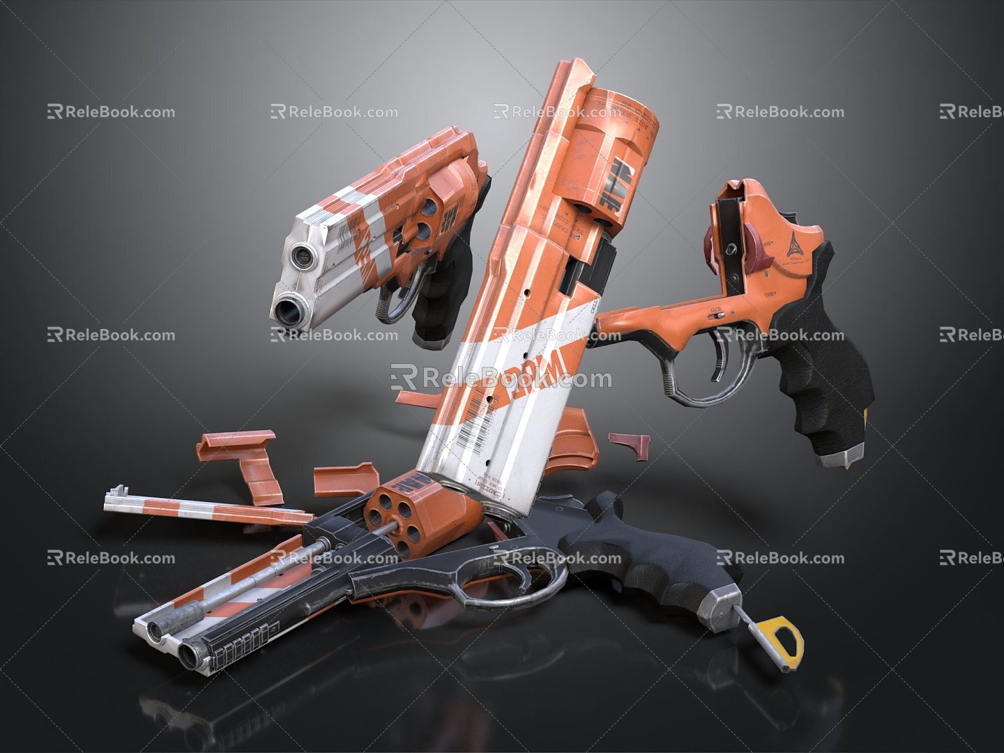 revolver revolver pistol semi-automatic pistol automatic pistol modern weapon hot weapon 3d model