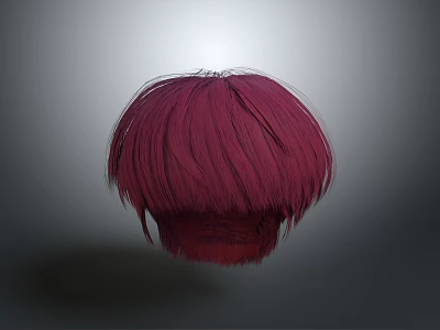 Game Movie Character Featuring Red Fringed Hair And Spherical Head Design 3d model