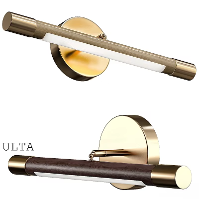 Modern Gold Metal Wall Light With Wooden Accent For Modern Home Interior Decor 3d model