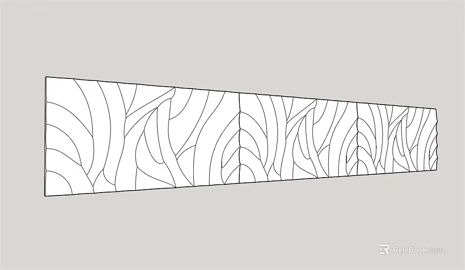 Decorative Feature Wall With Leaf Inspired Linear Patterns For Interior Design 3d model 