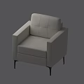 Modern Beige Leather Single Sofa With Square Armrests And Black Legs 3d model