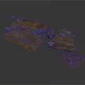 Broken Rock Pieces As Scene Components With Rough Brown Textured Surfaces