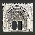 Ancient Stone Archway with Carved Details Columns and Steps Architectural Relic