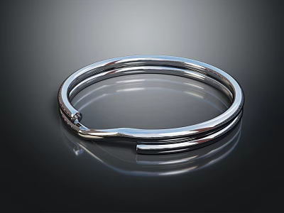 Elegant Silver Bangle Bracelet with Sleek Polished Surface and Metallic Shine Design 3d model