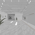 Minimalist Cream Style Clothing Store Exhibition Hall with Goods Studio Clothing Shelf Modeling Background Wall Hollow ceiling 3d model