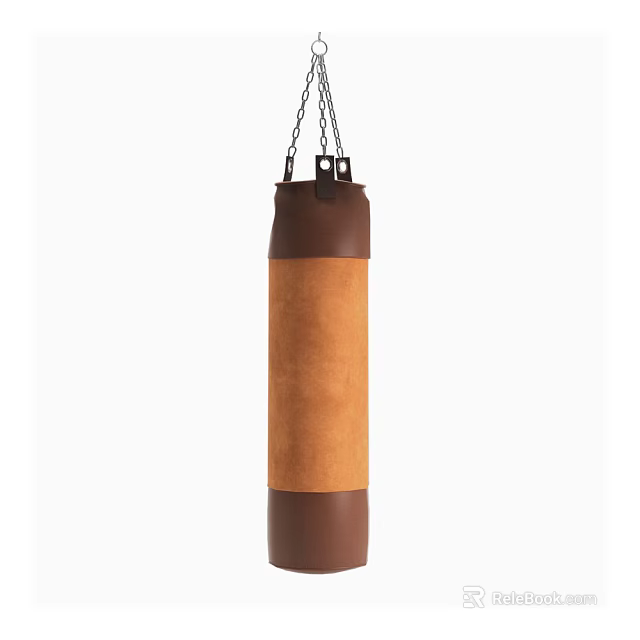 Hanging Punching Bag Sports Equipment For Boxing Training With Brown Orange Design 3d model 