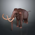 Realistic Mammoth 3D Render With Long Curved Tusks And Gray Background 3d model