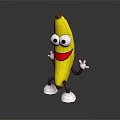 Happy Yellow Cartoon Banana Character with Eyes Mouth Arms Legs as Daily Life Product
