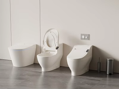 Modern White Toilet Bathroom Interior Design With Sleek Lines And Minimalist Style 3d model