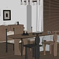 Modern Dining Room Interior With Round Table Wood Chairs Sideboard Decorations Pendant Light Green Plant