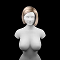White Human Mannequin With Short Blond Hair And Prominent Breasts On Black Background