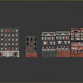 Detailed Architectural Models Of Multi Story Buildings With Colorful Facades And Windows