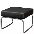Modern Stylish Stool With Black Leather Seat And Silver Metal Frame 3d model