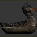 Decorative Duck Figurine With Textured Feathers And Orange Beak For Home Decor