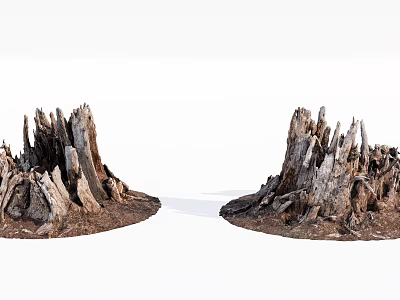 Rustic Wood And Stone Stumps Display Natural Weathered Texture And Charm 3d model