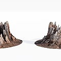 Rustic Wood And Stone Stumps Display Natural Weathered Texture And Charm
