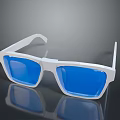 Modern White Frame Square Sunglasses With Blue Lenses For Daily Use