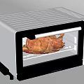 Stainless Steel Electric Toaster Oven With Roasted Chicken And Control Panel