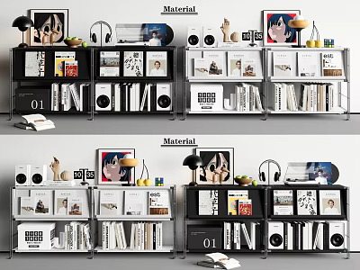 Modern Hallway Cabinet And Side Cabinet Storage Design With Open Shelves Books And Decorative Items 3d model