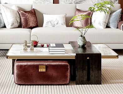 New Chinese Style Coffee Table Square Coffee Table Living Room Coffee Table Coffee Table Ornaments 3d model