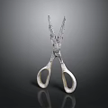 Vintage Metal Scissors With White Handles And Crossed Blades On Dark Background