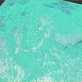 Garden Landscape Featuring Snowy Mountain Peaks Blue Snowfield And Green Trees