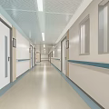 Modern Hospital Interior With Nurse Station And Corridor