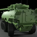 Green Wheeled Armored Military Tank with Cannon Headlights and Detailed Structure
